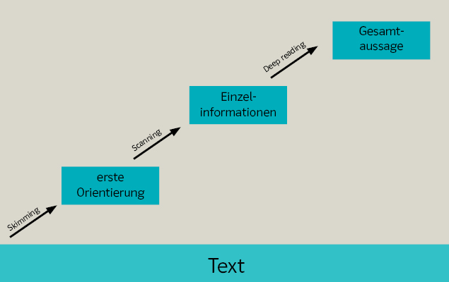 Abbildung: Unterschiedliche Ziele des Verstehens und unterschiedliche Lesetechniken