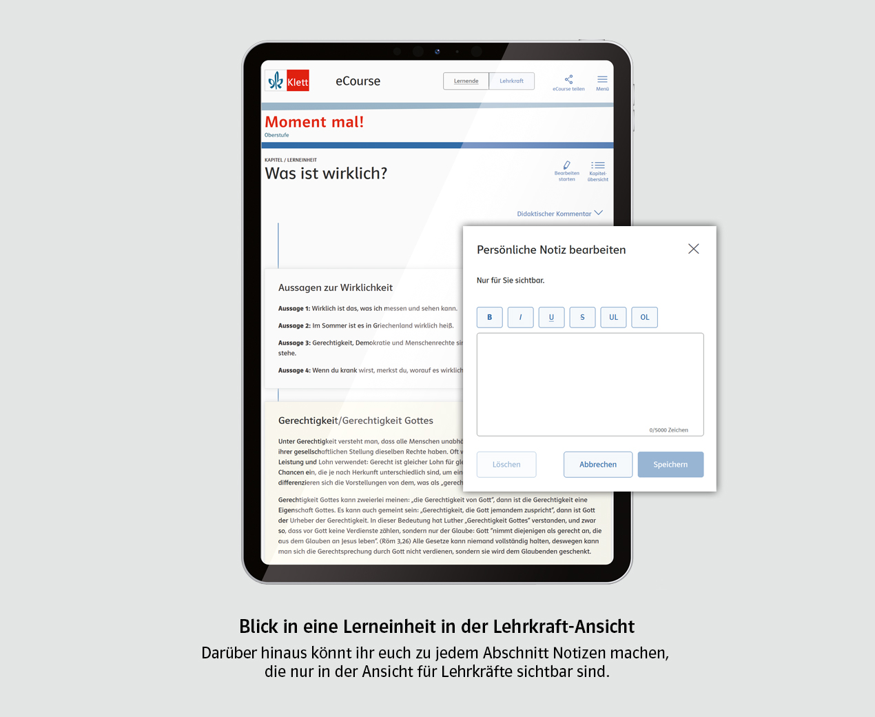 Moment mal! eCourse Notizen