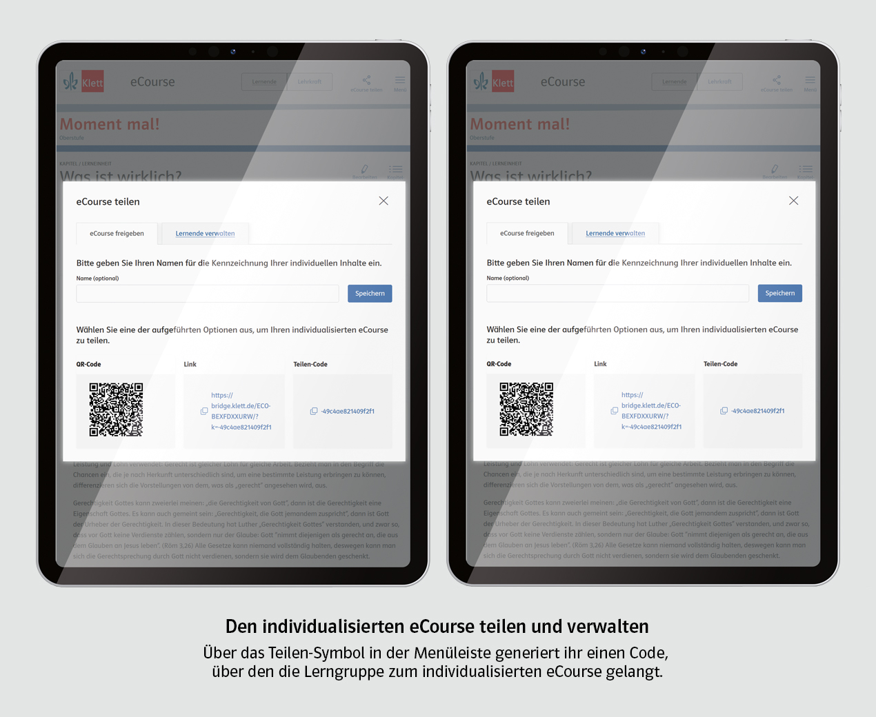 Moment mal! eCourse Teilen