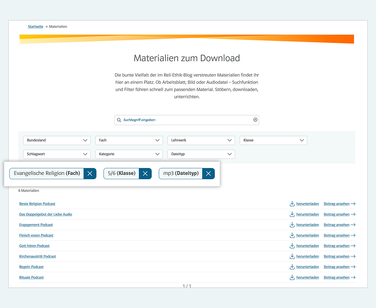REB-Screenshot-Materialien Reli-Ethik-Blog Materialien