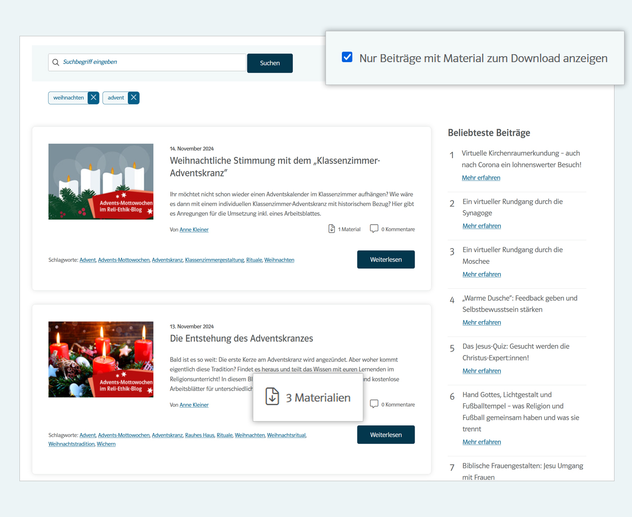 REB-Screenshot-Suche-Material Reli-Ethik-Blog Suche nach Materialien